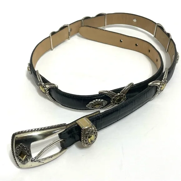 Vintage Brighton Belt Black Leather Silver and Gold Hardware Vintage Women main image 2